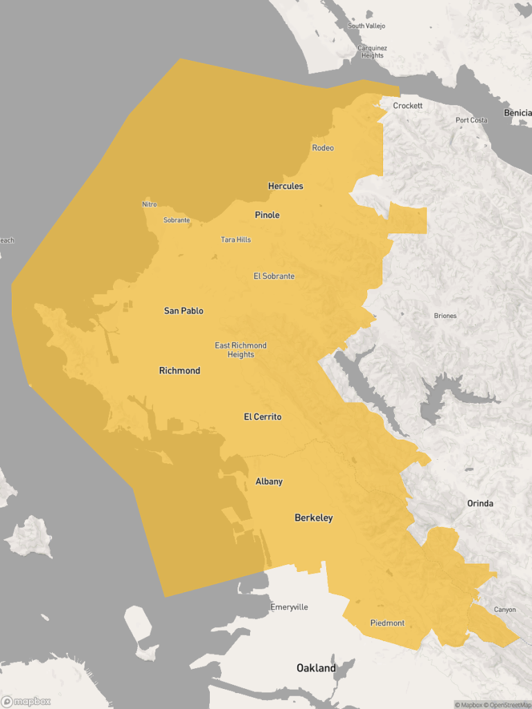 View of map with yellow overlay for Assembly District 14 boundaries.