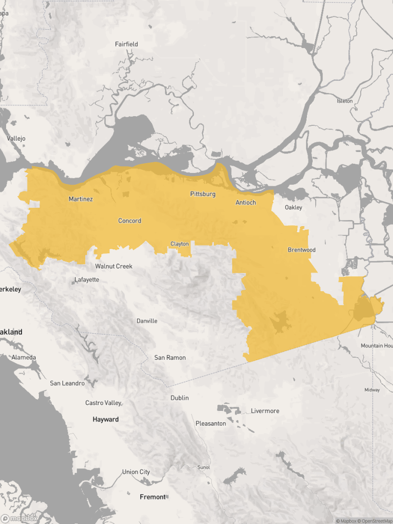 View of map with yellow overlay for Assembly District 15 boundaries.