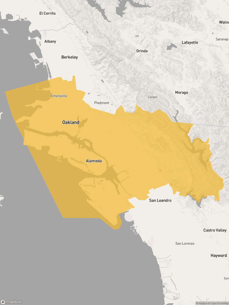 View of map with yellow overlay for Assembly District 18 boundaries.