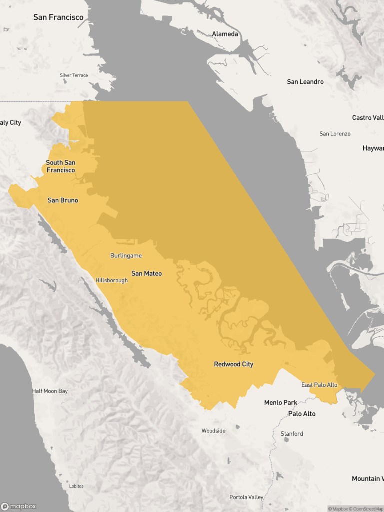 View of map with yellow overlay for Assembly District 21 boundaries.