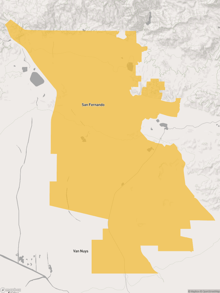 View of map with yellow overlay for Assembly District 43 boundaries.