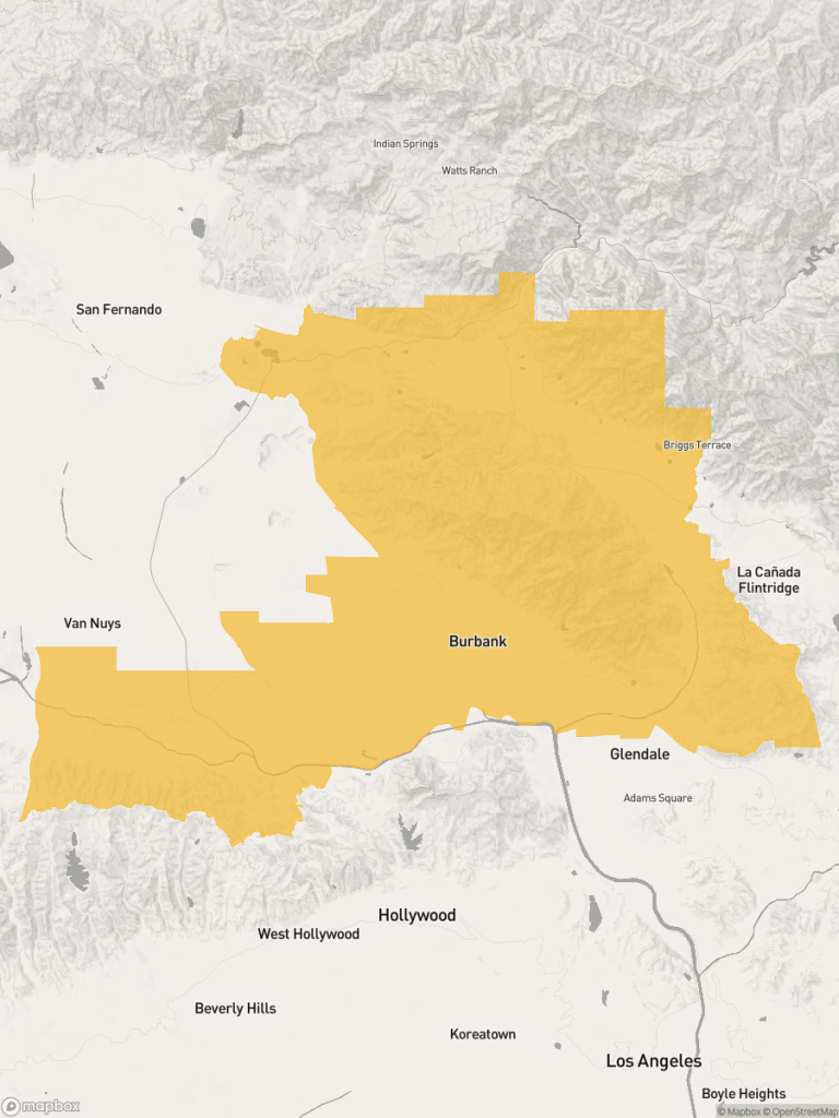 View of map with yellow overlay for Assembly District 44 boundaries.