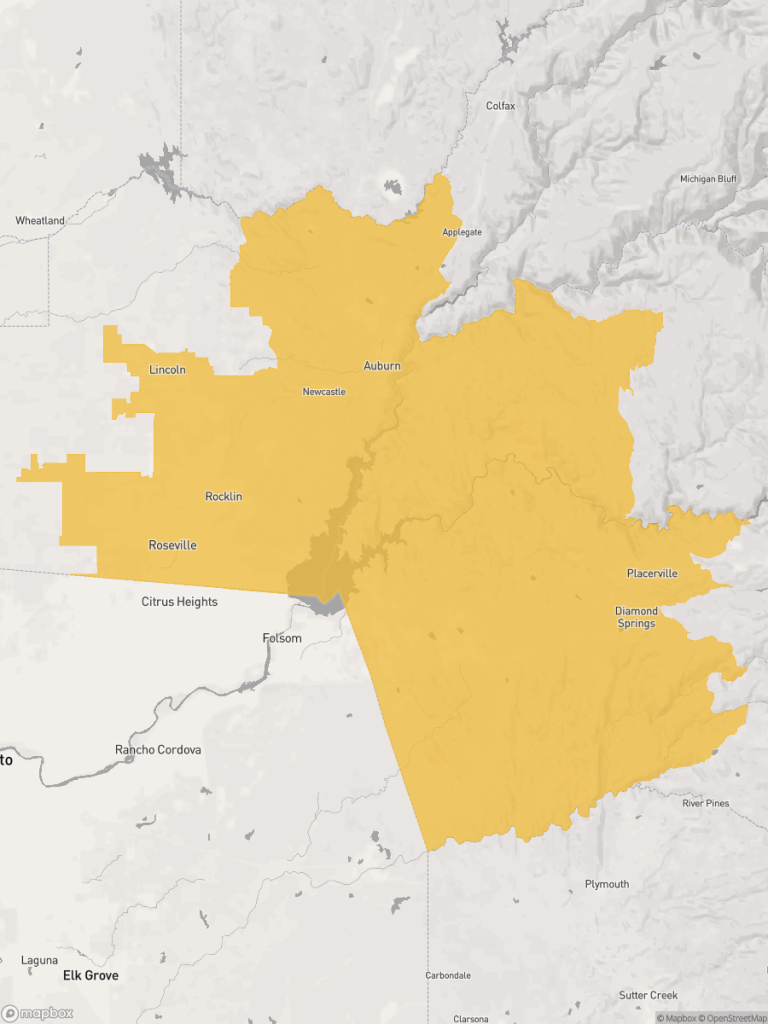 View of map with yellow overlay for Assembly District 5 boundaries.