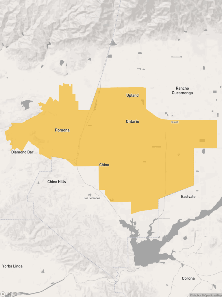 View of map with yellow overlay for Assembly District 53 boundaries.