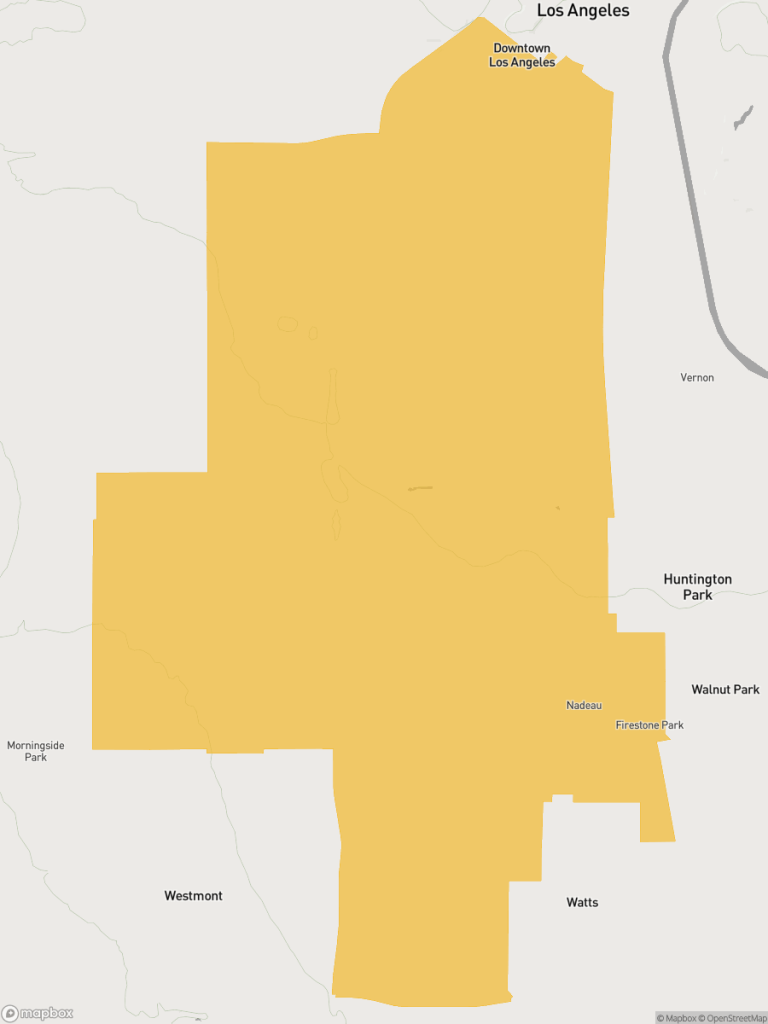 View of map with yellow overlay for Assembly District 57 boundaries.