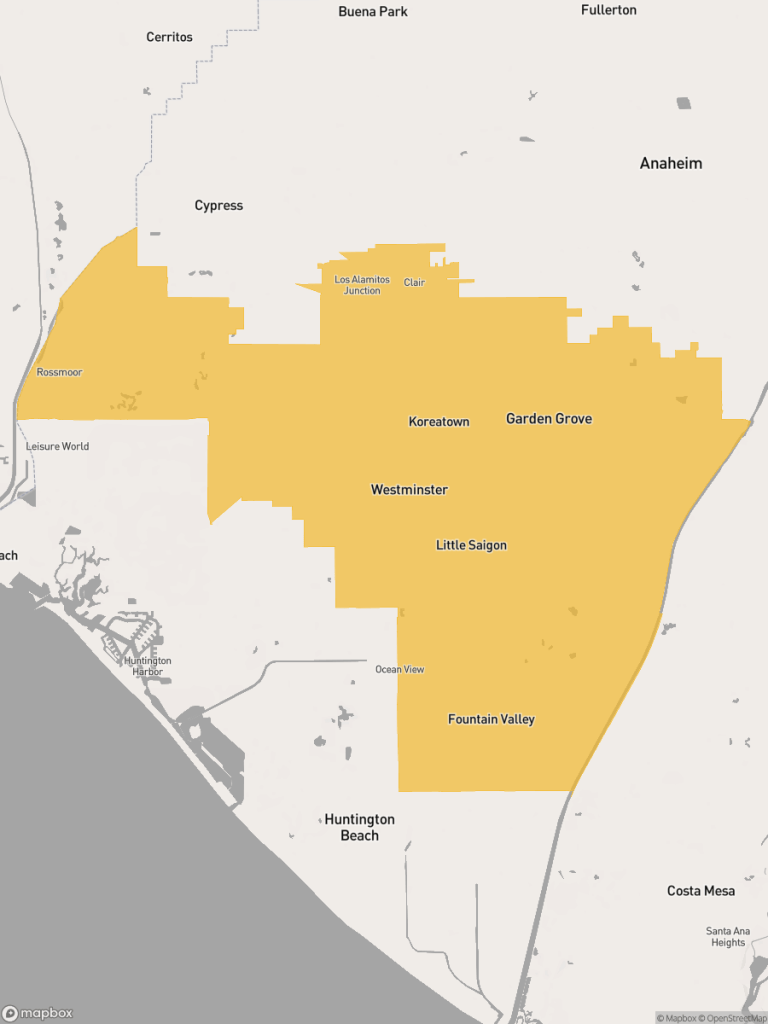 View of map with yellow overlay for Assembly District 70 boundaries.