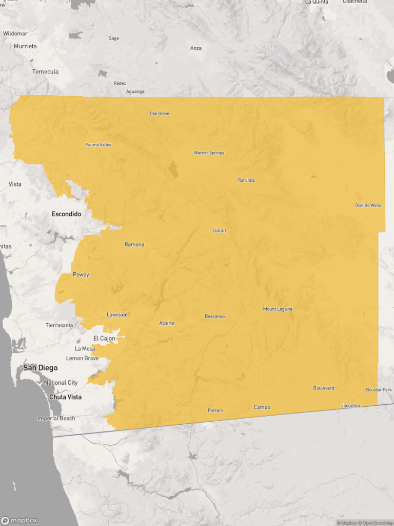 View of map with yellow overlay for Assembly District 75 boundaries.