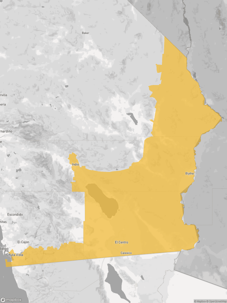 View of map with yellow overlay for Senate District 18 boundaries.