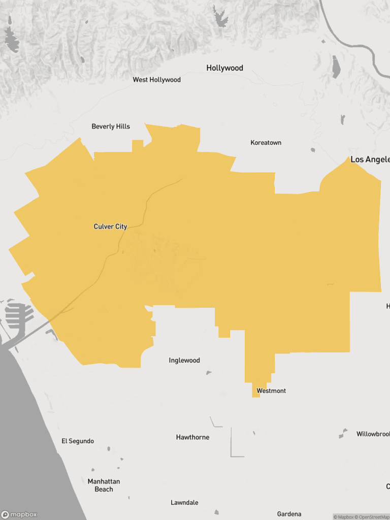 View of map with yellow overlay for Senate District 28 boundaries.