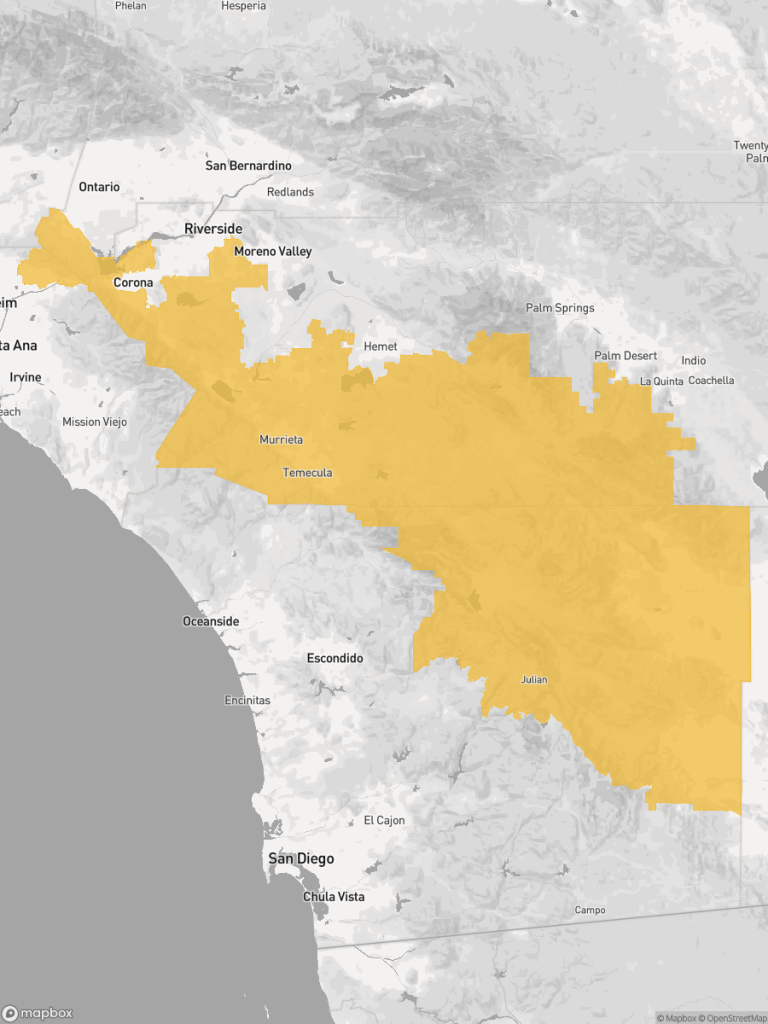 View of map with yellow overlay for Senate District 32 boundaries.