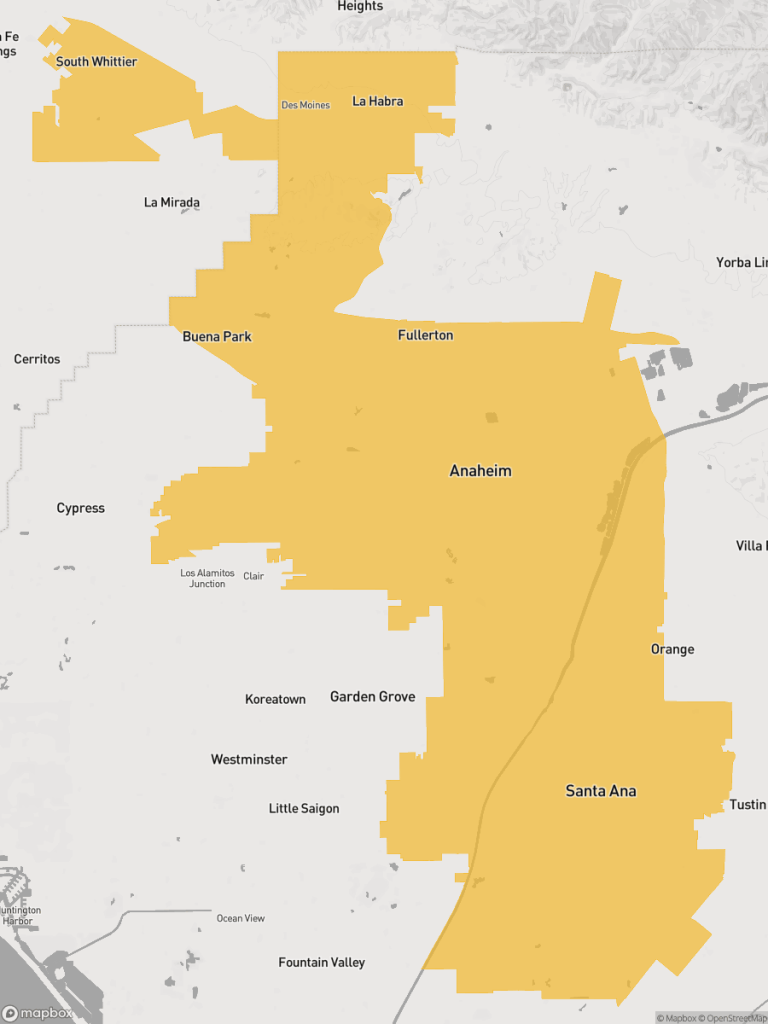 View of map with yellow overlay for Senate District 34 boundaries.