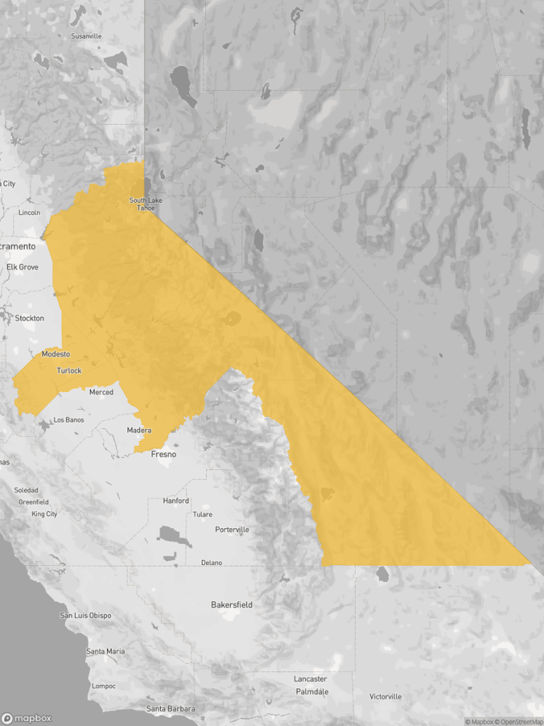 View of map with yellow overlay for Senate District 4 boundaries.