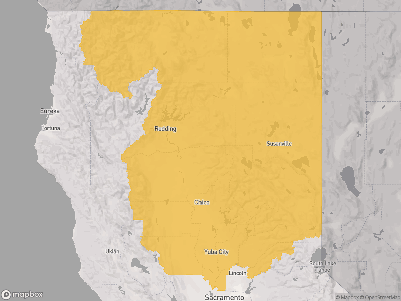 View of map with yellow overlay for Assembly District 1 boundaries.